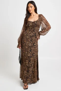Robe Longue Milkmaid À Imprimé Léopard