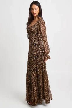 Robe Longue Milkmaid À Imprimé Léopard