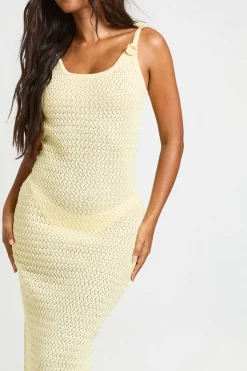 boohoo Robe Longue Moulante Au Crochet Avec Bretelles À Corsage Floral<Femme Toutes Les Robes|Robes Longues