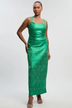 KarenMillen Robe Longue Moulante à Bretelles en Maille Métallisée Grande Taille<Femme Toutes Les Robes|Robes Longues