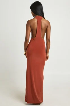 boohoo Robe Longue Moulante Dos Nu À Col Licou<Femme Robes Moulantes|Robes