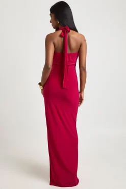 Robe Longue Moulante À Encolure Américaine Plongeante Et Taille Portefeuille
