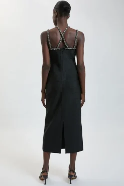 KarenMillen Robe Longue Moulante En Maille Bandage Ornée De Bretelles Entrecroisées<Femme Robes|Robes Longues