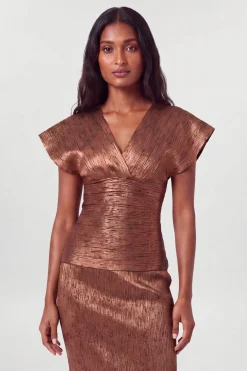 KarenMillen Robe Longue Moulante en Maille à Manches Ange et Finition Métallisée<Femme Toutes Les Robes|Robes Longues