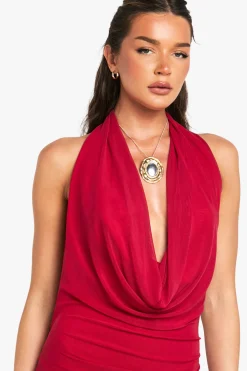boohoo Robe Longue Moulante En Mesh À Col Bénitier<Femme Robes Moulantes|Robes