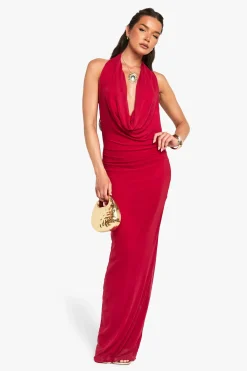 boohoo Robe Longue Moulante En Mesh À Col Bénitier<Femme Robes Moulantes|Robes