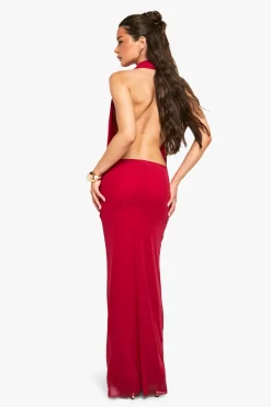 boohoo Robe Longue Moulante En Mesh À Col Bénitier<Femme Robes Moulantes|Robes