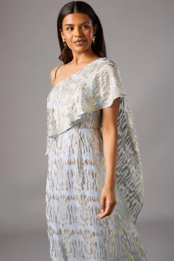 Robe Longue Métallisée Asymétrique Petite Taille