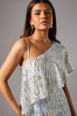 Robe Longue Métallisée Asymétrique Petite Taille