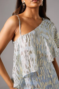 Robe Longue Métallisée Asymétrique Petite Taille