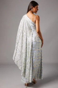 Robe Longue Métallisée Asymétrique Petite Taille