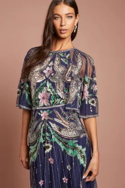 Coast Robe Longue Muse À Manches Courtes Ornée De Perles Et Sequins<Femme Robes Mi-Longues|Robes