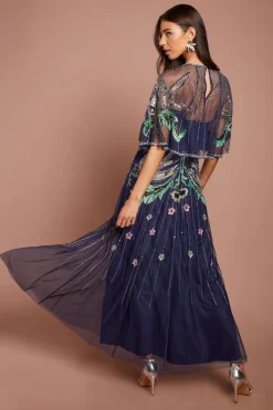 Coast Robe Longue Muse À Manches Courtes Ornée De Perles Et Sequins<Femme Robes Mi-Longues|Robes