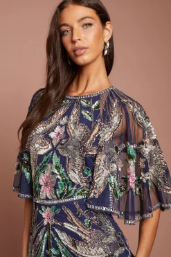 Coast Robe Longue Muse À Manches Courtes Ornée De Perles Et Sequins<Femme Robes Mi-Longues|Robes