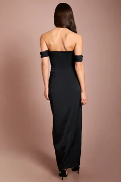 Coast Robe Longue e En Satin Avec Corset Et Décolleté Bardot Drapé<Femme Robes Corset|Satin Et Dentelle