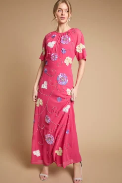 Robe Longue Ornée À Manches Évasées Effet Spectaculaire