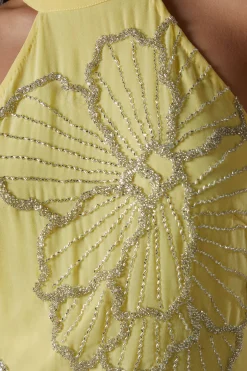 Robe Longue Ornementée avec Plis Godets