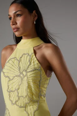 Robe Longue Ornementée avec Plis Godets