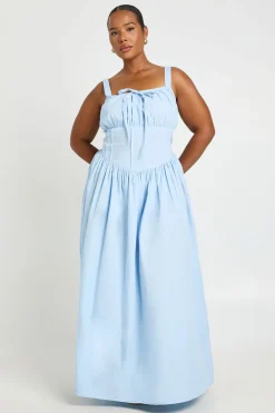 Robe Longue Patineuse Grande Taille Avec Détail Corsage Et Nœud Devant