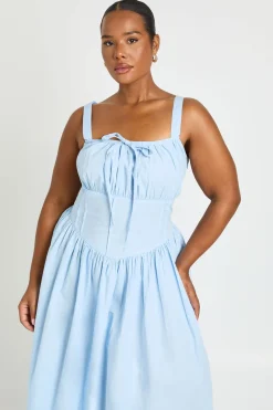 Robe Longue Patineuse Grande Taille Avec Détail Corsage Et Nœud Devant