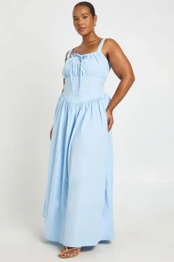 Robe Longue Patineuse Grande Taille Avec Détail Corsage Et Nœud Devant