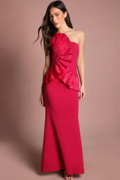 Robe Longue À Épaule Dénudée Avec Détails Plissés