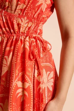 Robe Longue Petite À Col En V Avec Imprimé Palmiers Et Lien Latéral