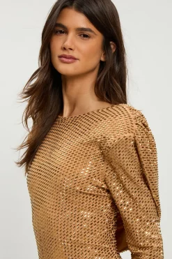 Robe Longue Petite À Dos Drapé Orné De Cristaux