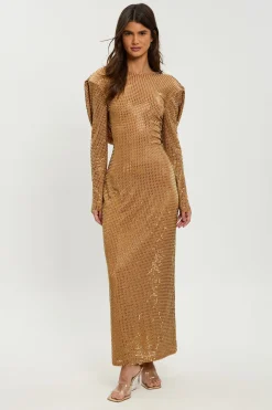 Robe Longue Petite À Dos Drapé Orné De Cristaux
