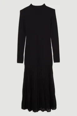 Robe Longue Petite en Maille Viscose avec Jupe Transparente
