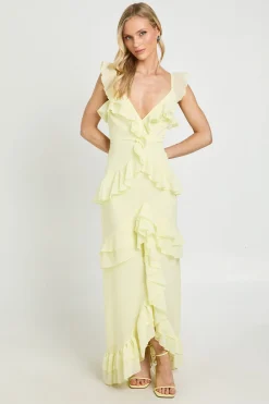 boohoo Robe Longue Petite En Mousseline À Détails De Volants Superposés<Femme Robes|Robes De Soirée