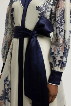 Robe Longue Petite À Imprimé Foulard En Mélange D'organdi Et Satin