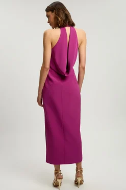 Robe Longue Petite Taille Ajustée Douce Col Halter Dos Ouvert