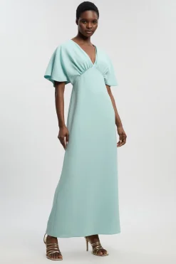 KarenMillen Robe Longue Petite Taille À Manches Cascade Coupe Ajustée Fluide<Femme Toutes Les Robes|Robes Longues