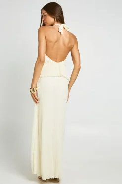 boohoo Robe Longue Plissée À Décolleté Plongeant Et Finitions Dorées<Femme Robes|Robes De Soirée