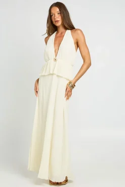 boohoo Robe Longue Plissée À Décolleté Plongeant Et Finitions Dorées<Femme Robes|Robes De Soirée