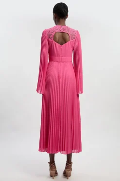KarenMillen Robe Longue Plissée En Tissu Tissé Doux À Manches Kimono Petite Taille<Femme Robes Bal De Promo|Robes À Manches Longues