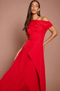 Coast Robe Longue Plissée À Épaule Dénudée Avec Détail Cascade<Femme Robes|Robe Invitée Mariage