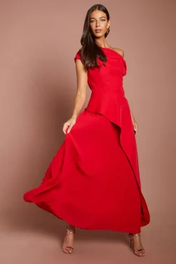 Coast Robe Longue Plissée À Épaule Dénudée Avec Détail Cascade<Femme Robes|Robe Invitée Mariage