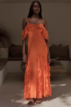 KarenMillen Robe Longue Plissée À Perles Avec Épaules Dénudées<Femme Robes Bal De Promo|Robes