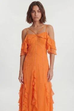 KarenMillen Robe Longue Plissée À Perles Avec Épaules Dénudées<Femme Robes Bal De Promo|Robes