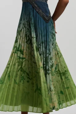 KarenMillen Robe Longue Plissée Tissée À Motif Floral Ombré Avec Ornements<Femme Robes|Robe Invitée Mariage