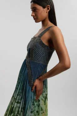 KarenMillen Robe Longue Plissée Tissée À Motif Floral Ombré Avec Ornements<Femme Robes|Robe Invitée Mariage