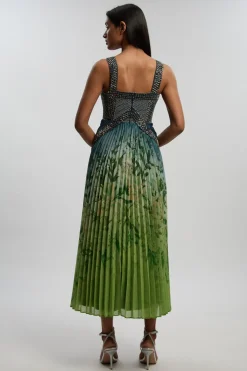 KarenMillen Robe Longue Plissée Tissée À Motif Floral Ombré Avec Ornements<Femme Robes|Robe Invitée Mariage