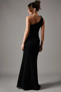 Robe Longue Plissée Une Épaule