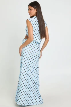 Robe Longue À Pois Avec Détail De Nœud Et Découpes Ajourées