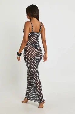boohoo Robe Longue À Pois Essentiels Pour La Plage<Femme Pois|Robes