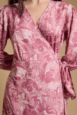 Robe Longue Portefeuille À Col V Et Motif Floral