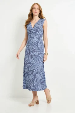 Robe Longue Portefeuille En Jersey À Motif Palmier