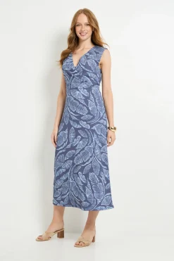 Robe Longue Portefeuille En Jersey À Motif Palmier